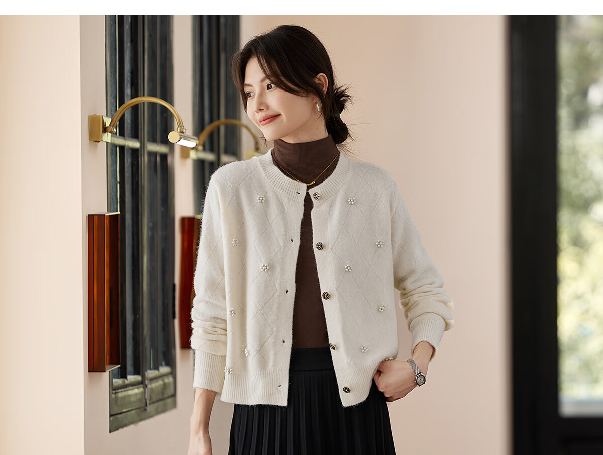 She Enjoy Stand Collar Reversible Knit Cardigan Women's Versatile Knit Sweater Jacket T54Z152 12