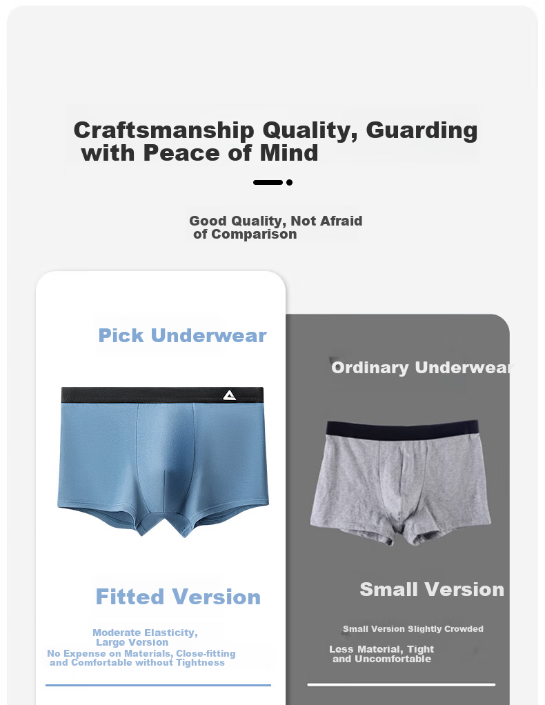 PEAK Men's Underwear, Youth Sports Underwear, Pure Cotton Boxer Briefs, 7A Antibacterial Men's Shorts, Square-Cut Underpants, Size L 5