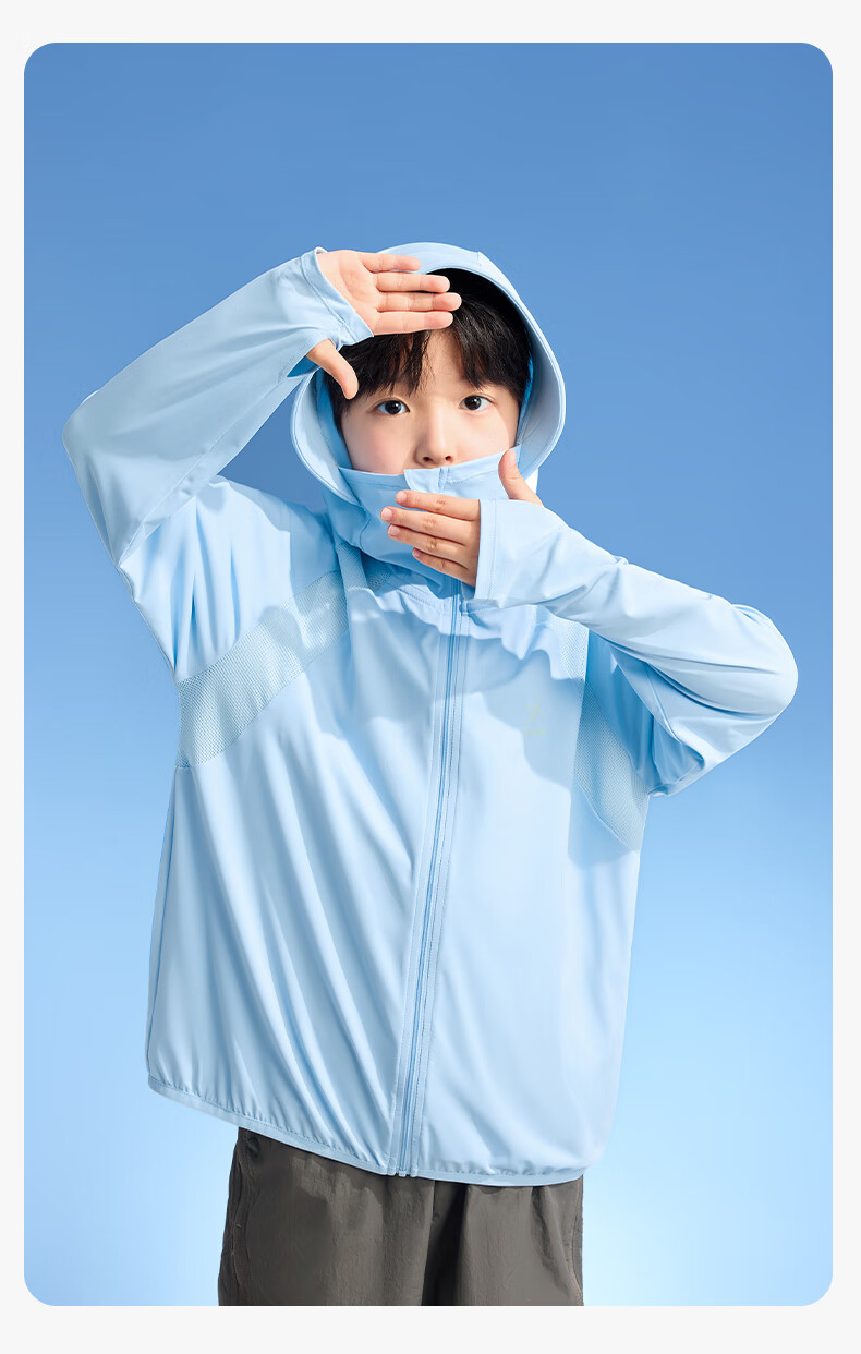 Zoxi Kids Sunscreen Jacket Boys Lightweight Quick-Dry Summer 2026 New Boys Cooling Skin Jacket Blue 120 23