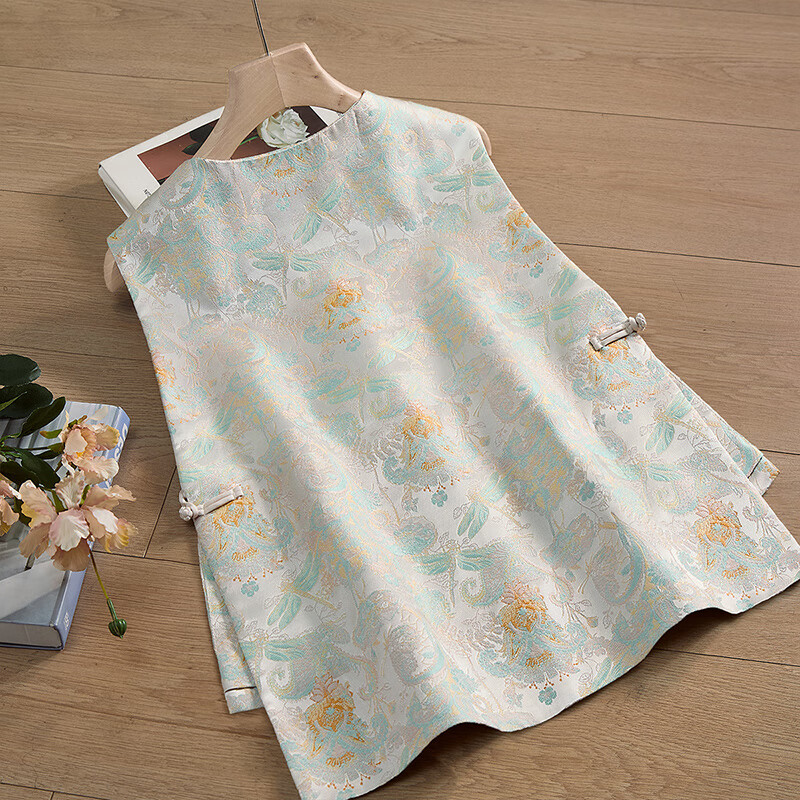 Siboshe New Chinese-Style Vest, 2026 Spring New Women's Fashion, Round Neck Single-Breasted Short Waistcoat