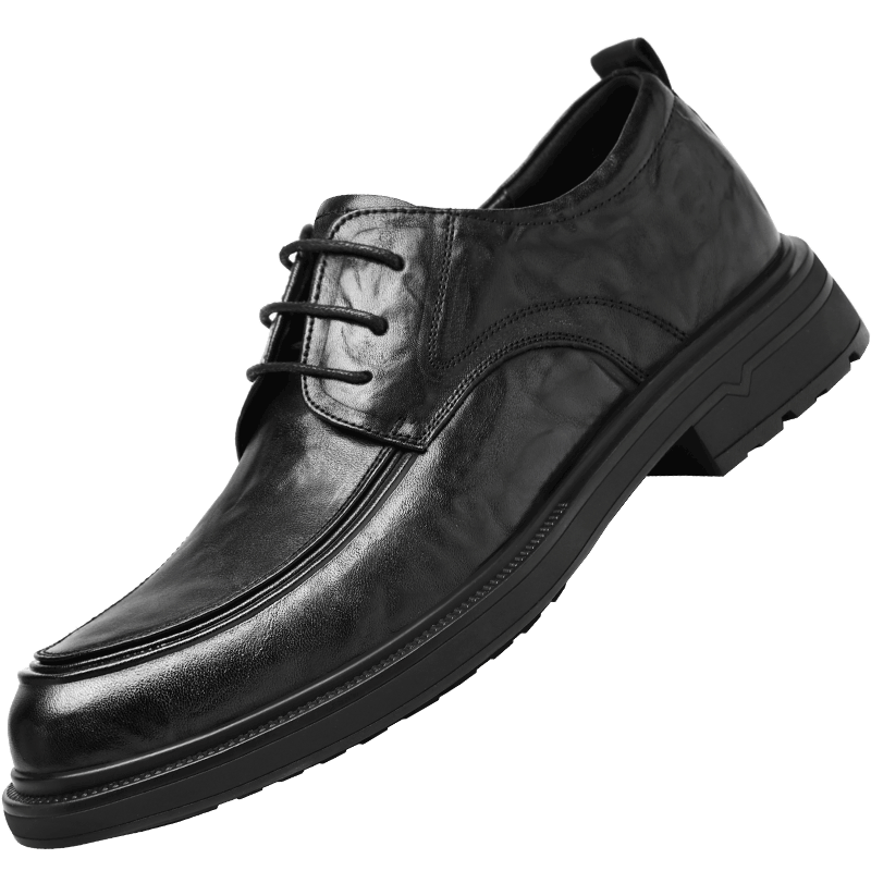 Red Dragonfly Men's Commuter Leather Casual Shoes Thick Sole Height Increasing Business Formal Leather Shoes WTA151501 Black Size 43