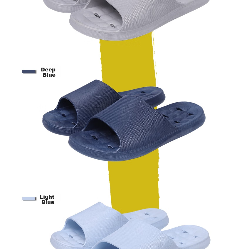 Huameijianbu Couple's Home Slippers, Bathroom Indoor Leak-Proof Quick-Drying Thick Sole Non-Slip Sandals HM3333 Light Blue Size 36-37 2