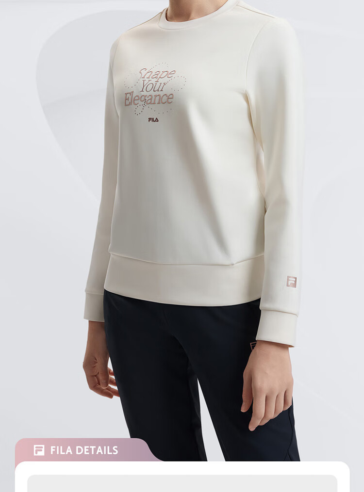 FILA Official Women's Pullover Hoodie, Autumn And Winter Fitness Sports Simple Basic Knit Top 12