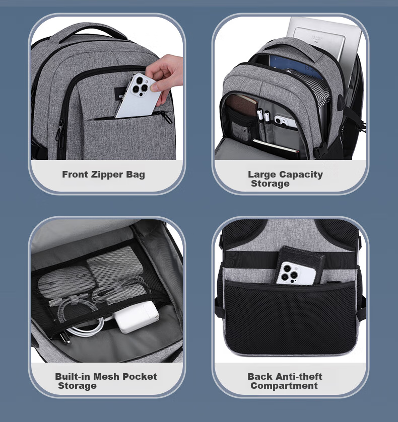 BRINCH Laptop Backpack for 15.6/16 Inch Notebooks, Shockproof Business Commute Large Capacity Schoolbag 4
