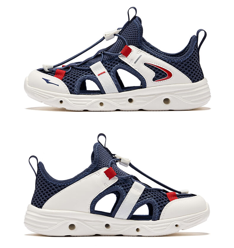 ERKE Children's Shoes, Boys' Casual Shoes, Kids' Drawstring Sandals, Beach Sandals, Sky Blue/ink Blue, Size 30 62