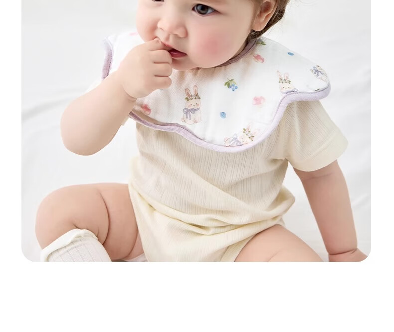 Niduoxiong Newborn Baby Waterproof Bib A-Class Petal Feeding Bib Pure Cotton Gauze Baby Eating Bib 31