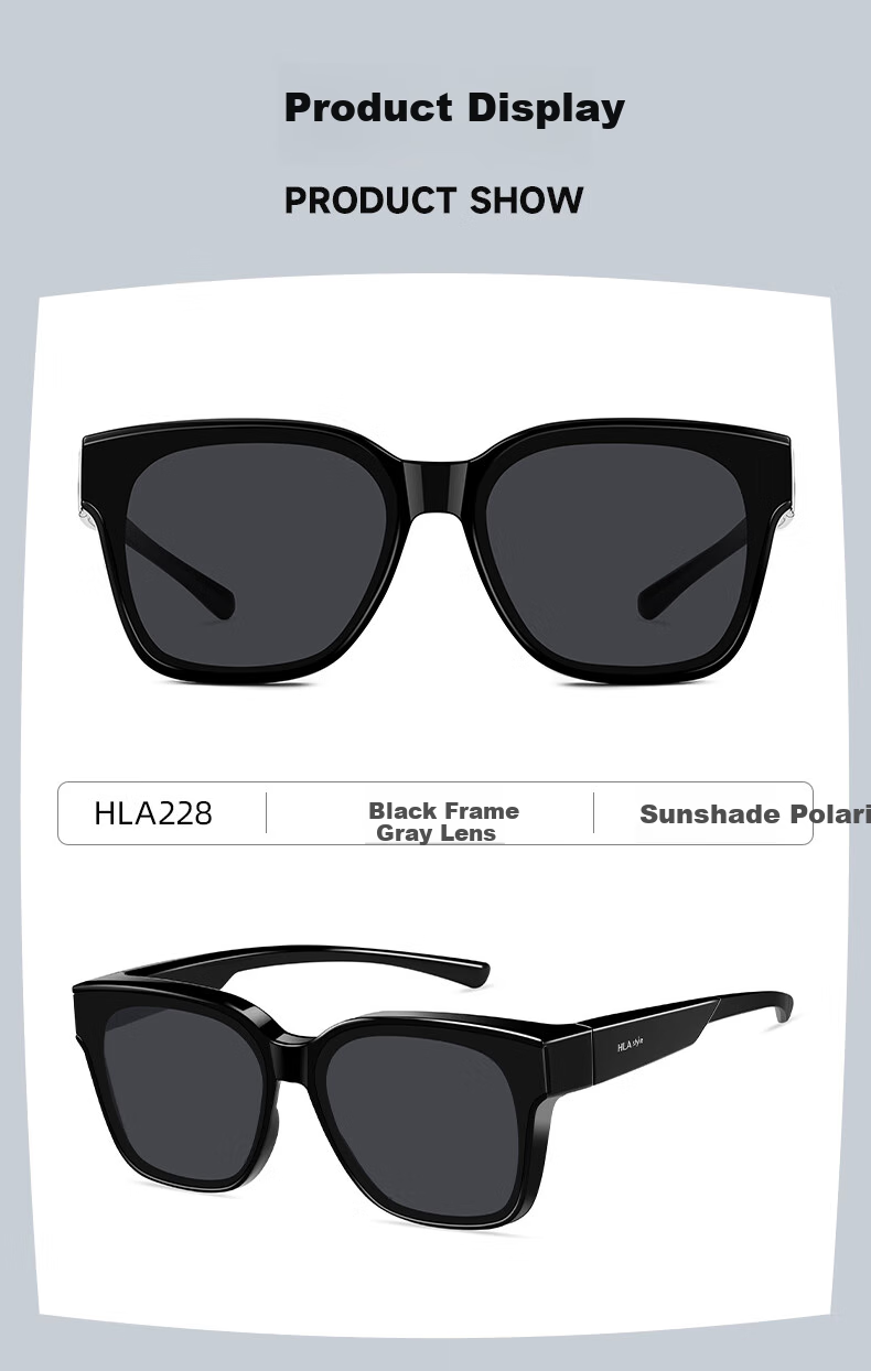 HLA Day And Night Polarized Clip-On Sunglasses with Color-Changing Lenses, UV Protection Sunglasses for Men, Driving-Specific Glasses, Myopia-Friendly Sunglasses for Wome 10