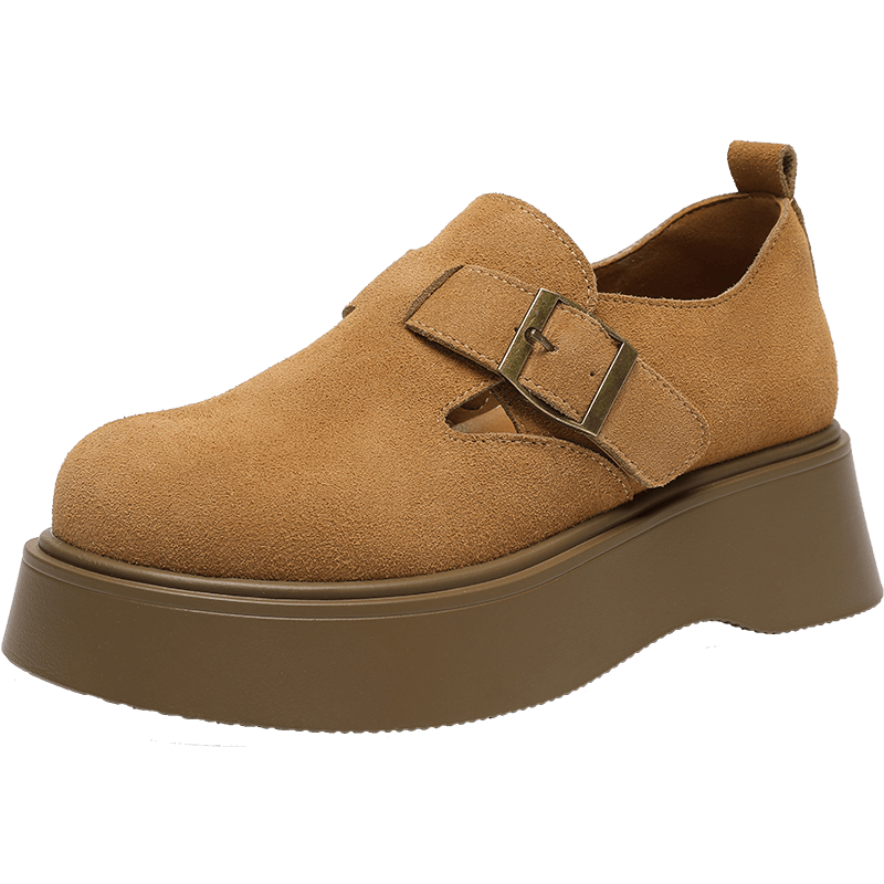 ZHR Bokeng Women's Thick-Soled Commuter Shoes, Lightweight Slip-On Soft-Soled Casual Shoes for Women, AB67F, Camel Color, Size 39