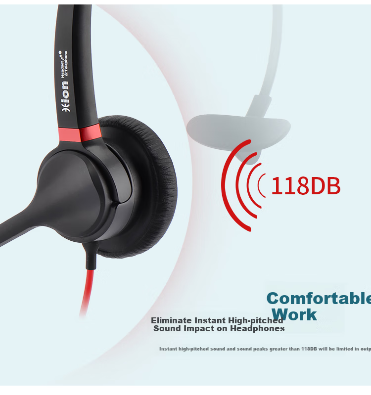 HION U90 Headset Single Ear Call Center Headphones with Dual Microphones Smart Noise Cancellation Customer Service Headset Call Center Agent Computer Headphones Online Education Training Telemarketing Headset - USB 12