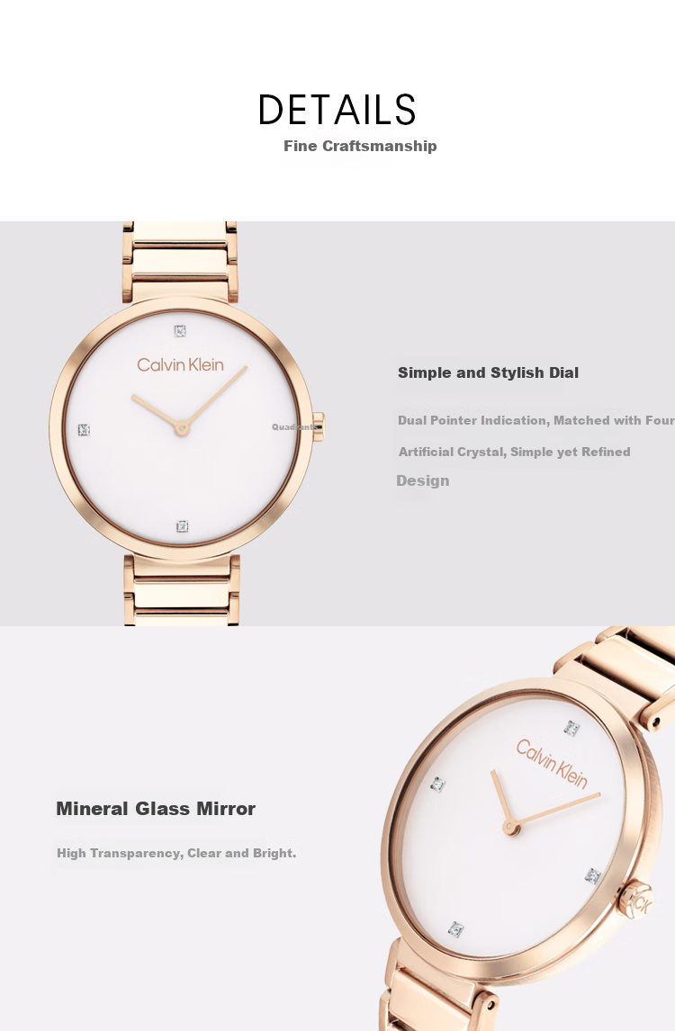 Calvin Klein CK Watch, Simple Style, Steel Strap, Quartz Women's Watch, Goddess Festival New Year Gift for Women, 25200135 2