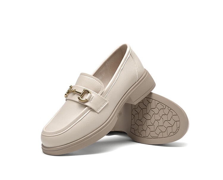 Dadong Women's Loafers 2025 Spring Autumn New Thick Mid Heel Slip-On Round Toe Buckle Leather Shoes Q0152 5