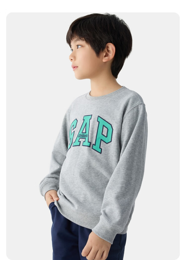 GAP [Same Style for Older And Younger Kids] Boys And Girls Spring Logo Contrast Color Long-Sleeve Sweatshirt 687330 14