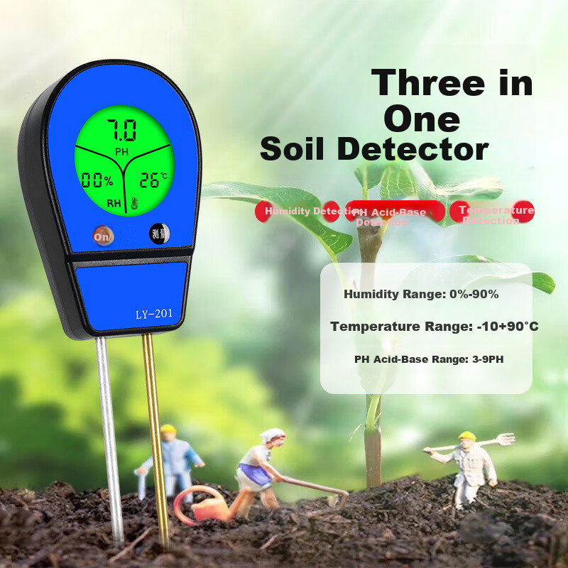 Lecarey 3-in-1 Soil Tester with Digital Display - High Accuracy Temperature, Humidity, pH, Acidity and Alkalinity Meter for Plant Nutrition Testing