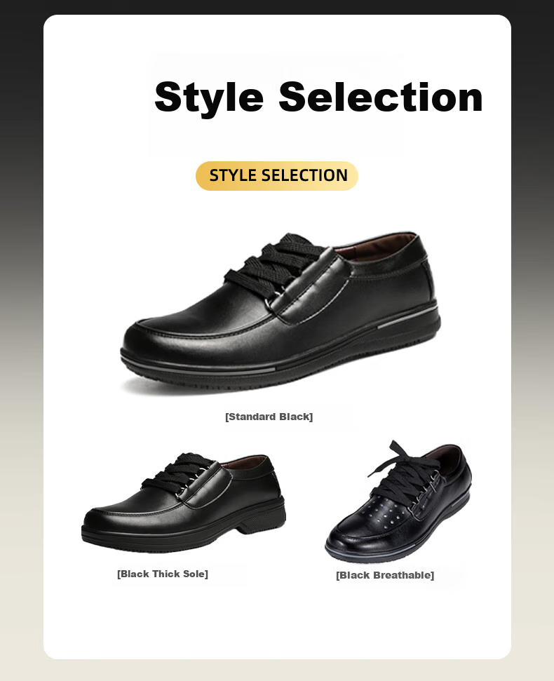 Chuwang Chef's Special Shoes, Casual Leather Shoes, Non-Slip, Oil-Resistant, Water-Repellent, Comfortable Work Shoes, Durable, 6805 Thick-Soled Model, Size 37 12