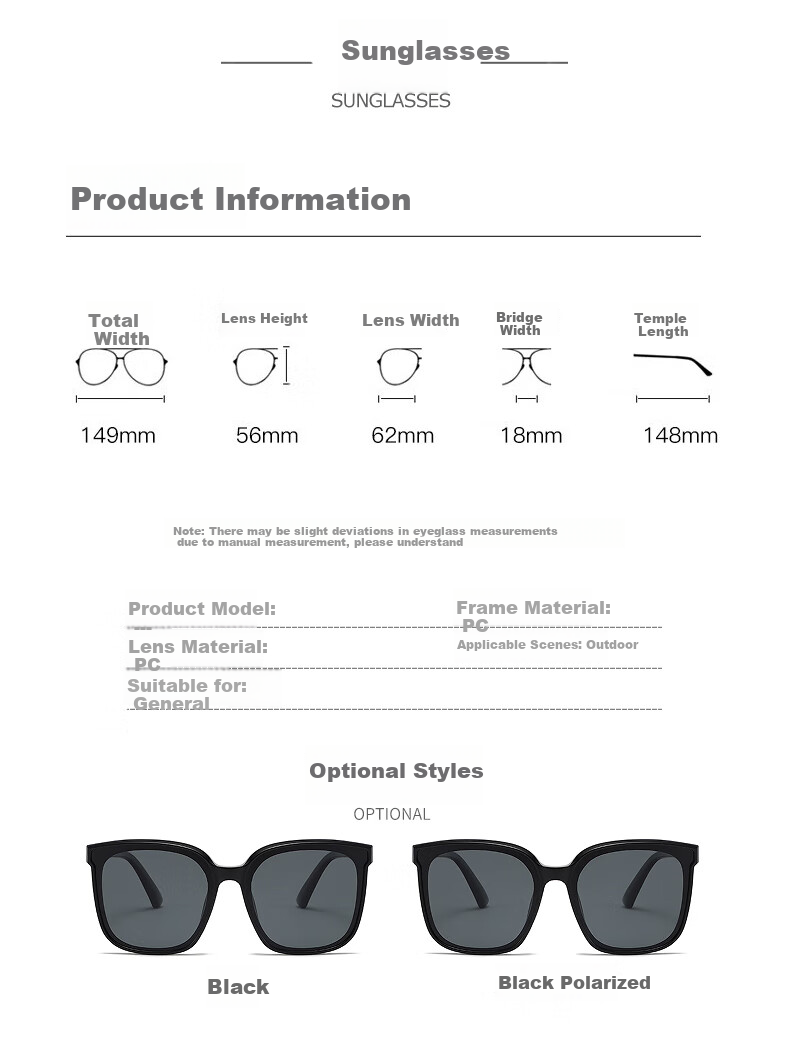 LOVECRAFT Folding Polarized 97-Black Frame Tea-Colored Lenses, Unisex Sun Protection Large Face Slimming Driving UV-Resistant Sunglasses 5