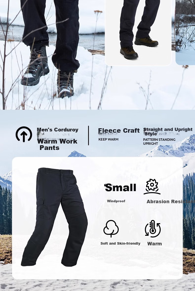 DECATHLON Outdoor Sports Casual Pants, Long Trousers, Workwear for Men, Autumn Fleece-Lined Warm Pants, Army Green, S-4228356 2