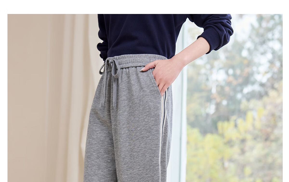 Halo Queen Casual Wide-Leg Pants for Women with Side Stripes Design, High-Waisted Loose Straight-Leg Trousers for Petite Figures H143K2003 42