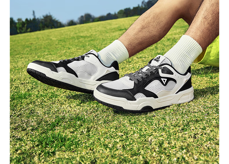 PEAK Taiji White Sneakers for Men, Summer Wear-Resistant Height-Increasing Mesh Shoes, Soft-Soled Running Sports Casual Shoes DB520117 25