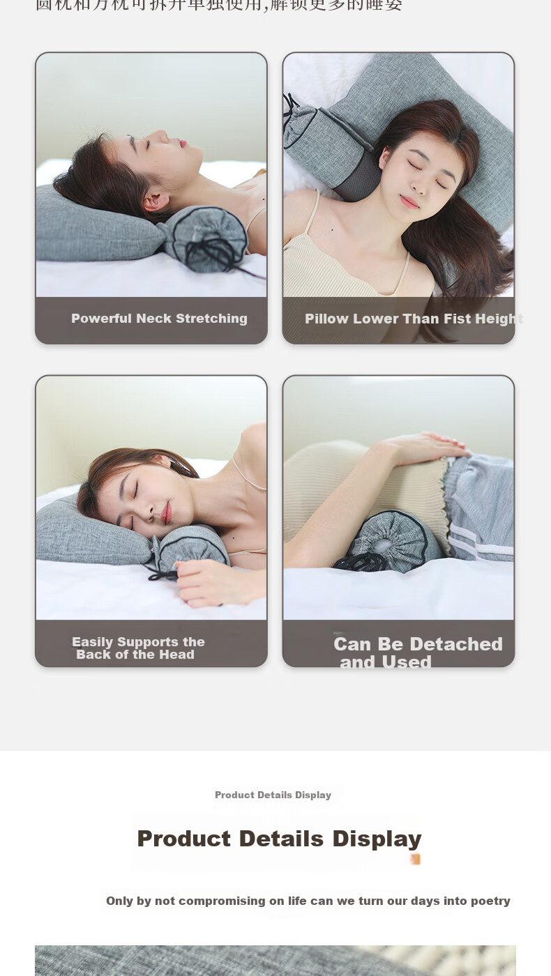 Grace 100% Buckwheat Hull All Buckwheat Hull Buckwheat Skin Candy Pillow, Single Adult Cervical Pillow, Sleep Pillow Core Combination Pack 7