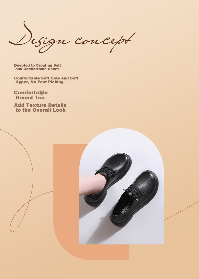 Qiangren Comfortable Soft Casual Women's Shoes, Top-Grain Leather Women's Flats, Wide Fit, Not Easy to Squeeze Feet, JDA73271, Black, Size 35 2