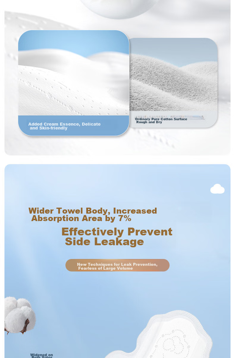 SPACE 7 Tianshan Velvet Cotton Sanitary Napkins, Ultra-Thin Pure Cotton, Breathable Night Use Menstrual Pads, 290mm, 15 Pieces [New National Standard Certified] 7