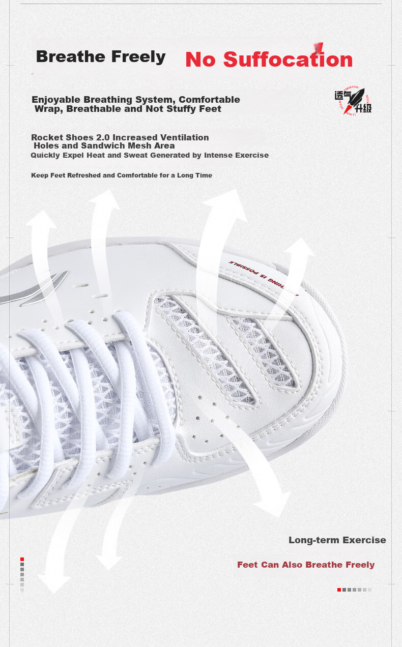 Li-Ning Badminton Shoes Rocket Shoes 2.0 Parent-Child Couple Edition Professional Competition Training Sports Shoes Shock-Absorbing Comfortable Wear-Resistant 6
