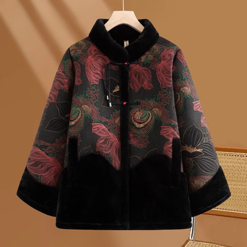 Fengxiao Stylish Winter Coat for 50-60 Year Old Middle-aged and Elderly Women, High-end Plus Size Autumn and Winter Outerwear for Mature Ladies