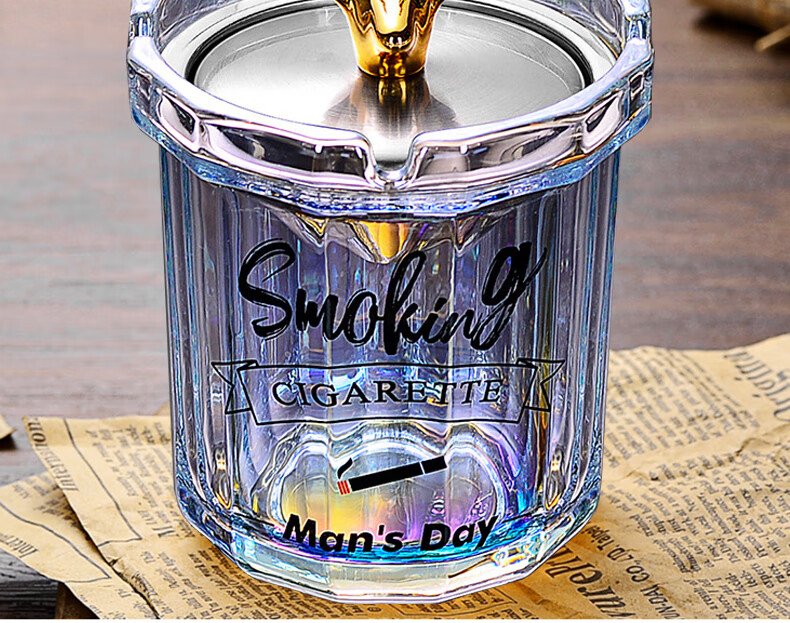 Yupinfengmao Glass Ashtray, Creative And Trendy, for Living Room, Hotel, Guesthouse, Home Use, Restaurant, Crystal Anti-Fly Ash Cigarette Holder 5