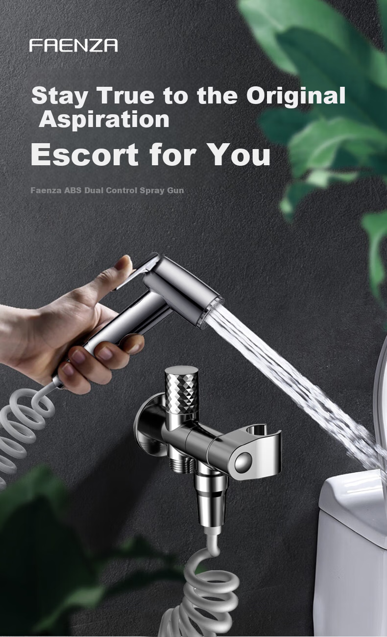 FAENZA Brass Toilet Flusher Kit, Pressure-Increasing Spray Gun, One Inlet Two Outlets Check Valve FES201CP 1