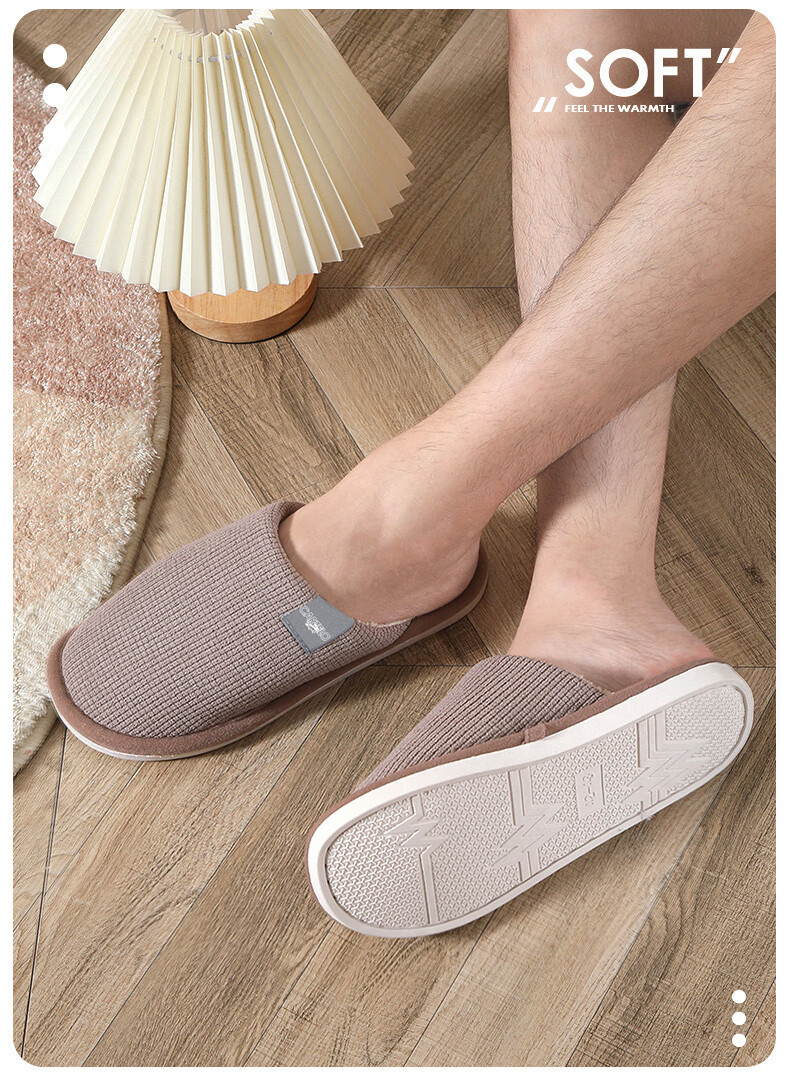 CARTELO Cotton Slippers for Men, Winter Indoor Floor Slippers, Warm Cotton Shoes, Furry Slippers for Men, 0626A, Coffee, Size 40-41 5