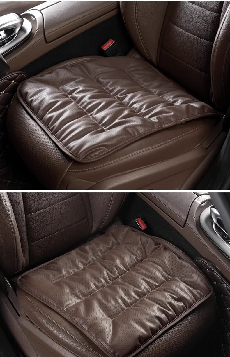 Dijialun Car Seat Cushion, Summer Universal, High-End Feel, Soft And Breathable Leather, Single Seat Cover, Coffee Color 4