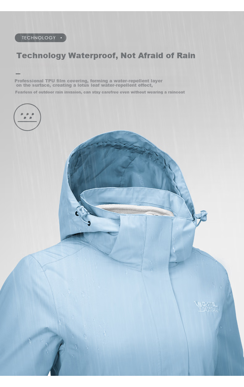 CAMEL Outdoor Cold-Resistant Windbreaker Jacket for Men And Women, Waterproof And Warm Three-In Detachable Two-Piece Mountaineering Suit A0W21a8165 7
