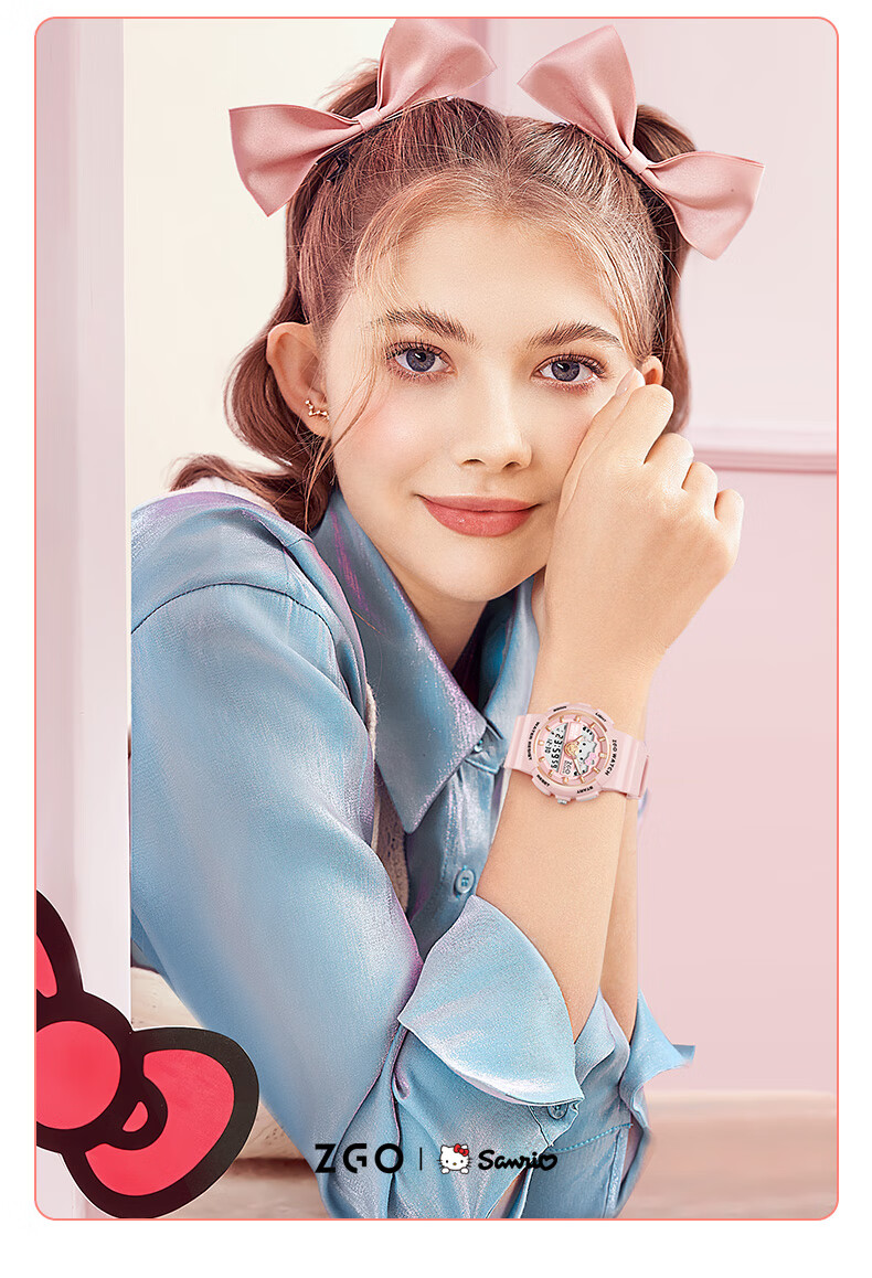 Hello Kitty Student Watch for Girls, Dual Display Sports Electronic Waterproof Luminous Kids Watch, Sanrio 15