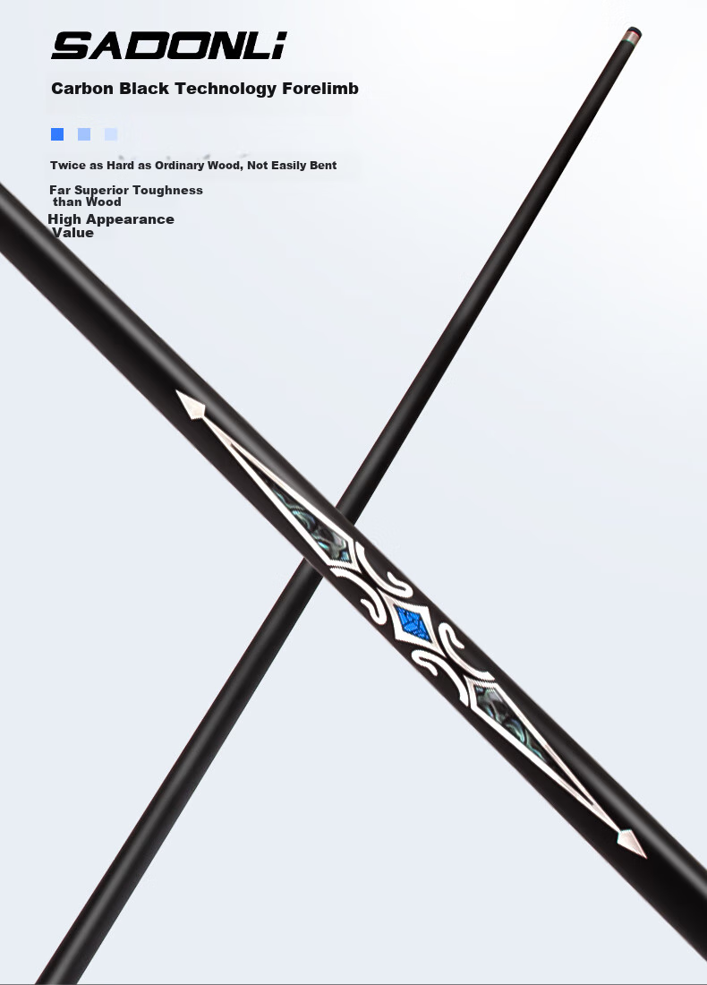 Xindongli Carbon Fiber Black Technology Cue Rack Billiard Accessories Aid Cue Stick with Metal Cross Head 3