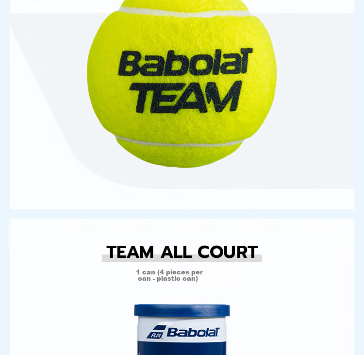 Babolat TEAM AC Series Competition Balls, Babolat Tennis Balls, Pack of Three 8