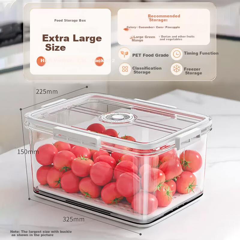 Handy Helper Refrigerator Storage Box Fresh-keeping Box Food Grade Kimchi Box Kitchen Vegetable Fruit Egg Storage Box 7.5L 2-Pack