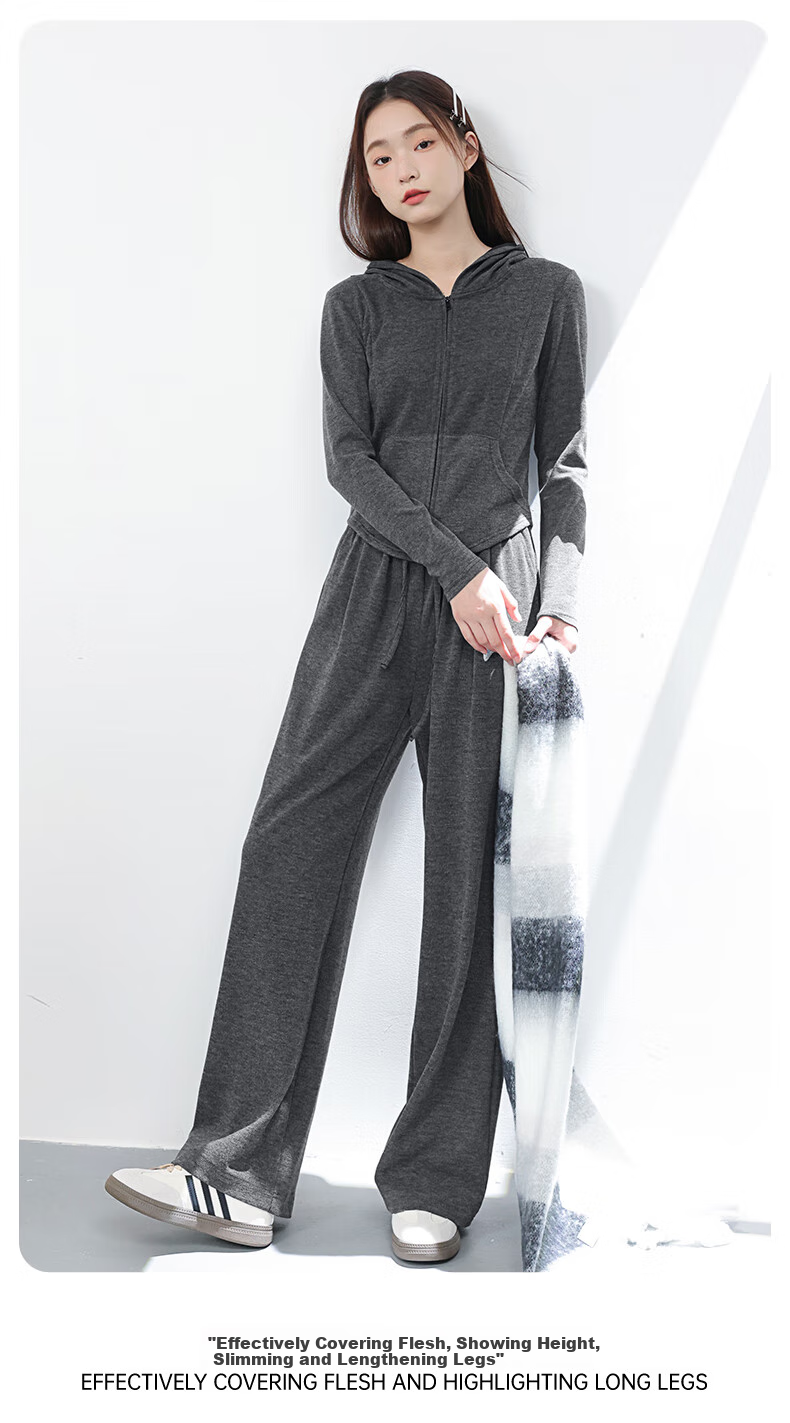 MJ STYLE Glutinous Rice Wide-Leg Pants for Women, Spring And Autumn 2026, Loose Casual Versatile Soft Flowy High-Waist Slimming Straight-Leg Trousers 10
