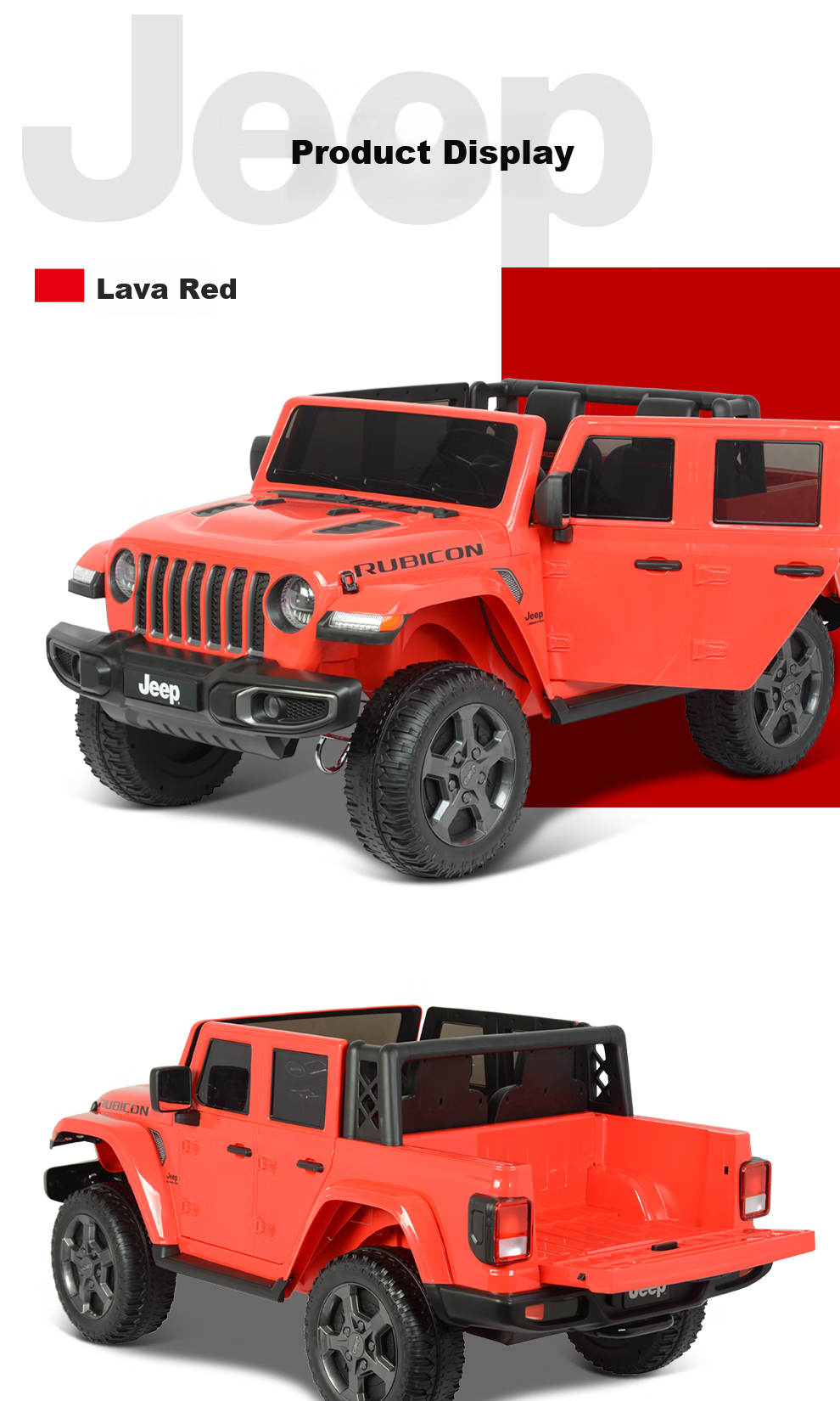 CHILOKBO Electric Ride-On Car for Babies And Toddlers, Large Two-Seater Toy Car with Remote Control, Gift for Adults, Jeep Off-Road Red 3