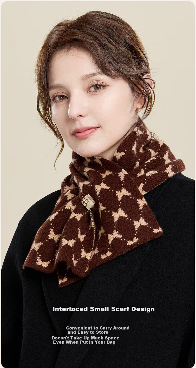 JIUMU Pure Wool Scarf for Women, Autumn And Winter Ladies' Warm Neck Warmer, Lightweight Neck Protection Short Scarf for Women in Winter 3