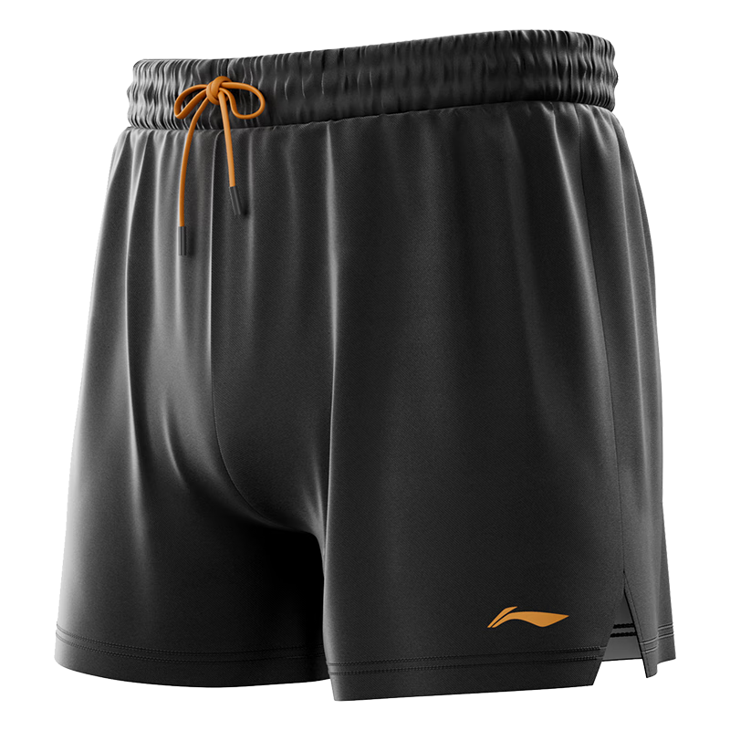 Li-Ning Beach Shorts, Men's Quick-Dry Swim Trunks, Suitable for Water Activities, Loose-Fitting, Minimalist Design, Hot Spring Swimwear, 0301 Black, Size L