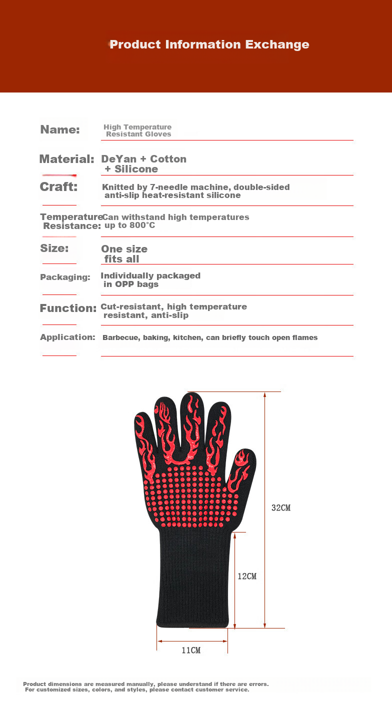 Zhugu Heat-Resistant Gloves, 800-Degree High-Temperature Insulation Gloves, Fireproof Flame-Retardant Oven Microwave Kitchen Heatproof Gloves 2