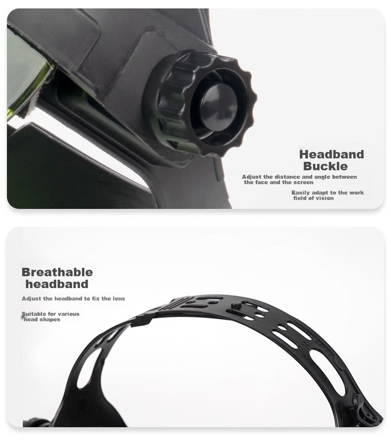 Minggu Protective Welding Face Shield Head-Mounted Anti-Burn Face Mask Yellow Top Aluminum Edge Protective Mask 13