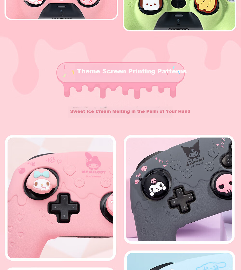 Jixiang PS5 Big Ear Dog Controller Cover, Silicone Case, Matching Joystick Cap, Button Cover, Full Protection against Drops And Dust, Game Peripheral, Sanrio Collaboratio 12