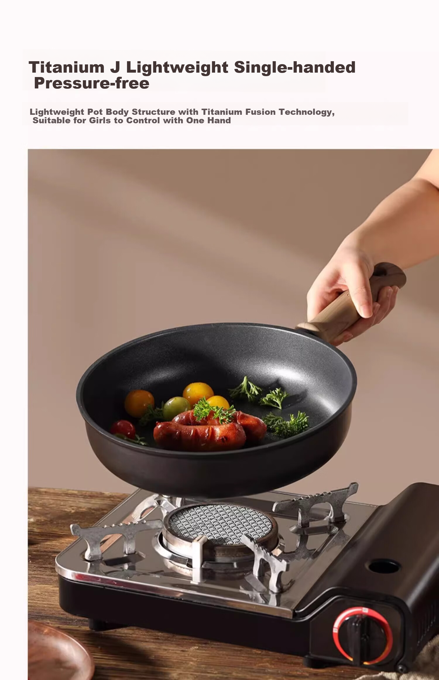 CaROTE Non-Stick Frying Pan, Small Skillet for Home Use, Suitable for Pancakes, Eggs, Steak, Titanium Cookware, Lightweight, Compatible with Induction Cookers, 26cm 9