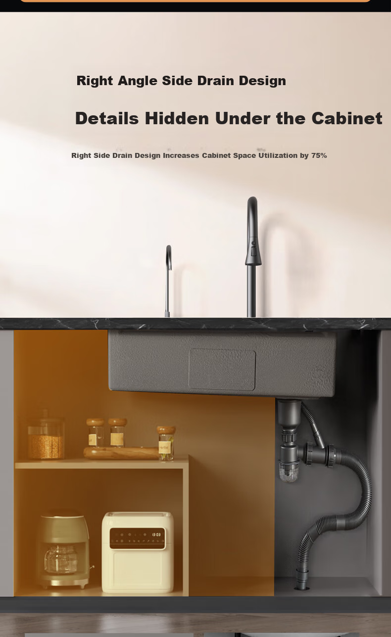 Meishijie Sink, Large Single Basin Kitchen Sink, Integrated Basin, Nano 304 Stainless Steel Vegetable Washing Sink, Dishwashing Sink 10