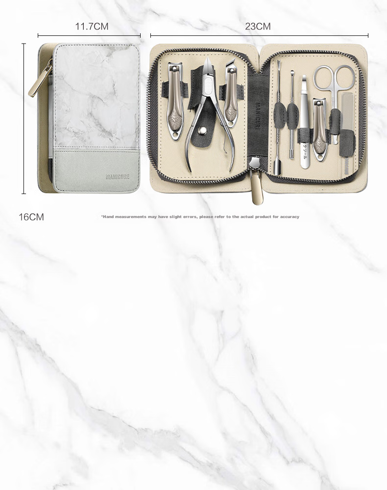 Chuangmugongfang Nail Clipper Set, Anti-Splash Nail Scissors Set, Ear Pick, Tweezers, Nail Clippers, Nose Hair Scissors, 9-Piece Set 16