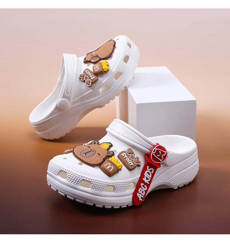ABC KIDS Children's Slippers Summer Sandals for Boys And Girls Soft-Soled Hole Shoes Kapibara Beach Shoes 8597 Pink 39-40 7