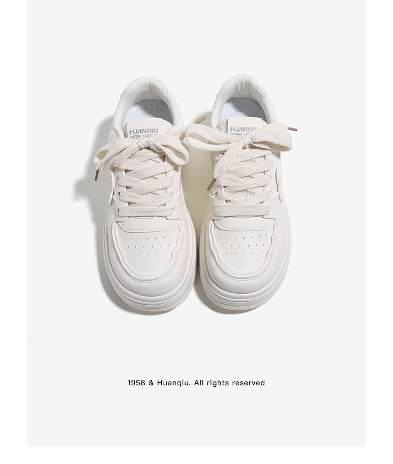 HUANQIU Women's Platform Shoes, Spring And Autumn 2026 New Niche Thick-Soled Casual Shoes, Versatile White Sneakers to Match Dresses, Beige, Size 39 3