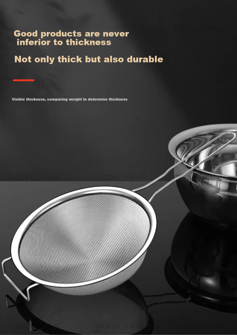 FISDDIS Thickened Stainless Steel Strainer Colander for Home Use, Oil Separator for Soy Milk And Chinese Medicine, Flour Sieve, 20cm 4