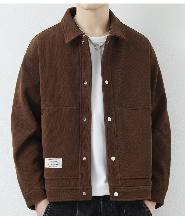 ROMON Men's Jacket, Spring And Autumn Casual Business Style, Youth Tobacco Jacket, Workwear Outerwear, Beige Color, Size 4XL 10